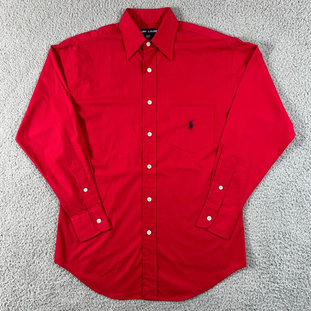 Polo Ralph Lauren Button Down Shirt Men's M (6) Red Cotton Pony Logo‎ VTG NWT